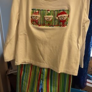 Santa Embroidery striped pants size 4 t